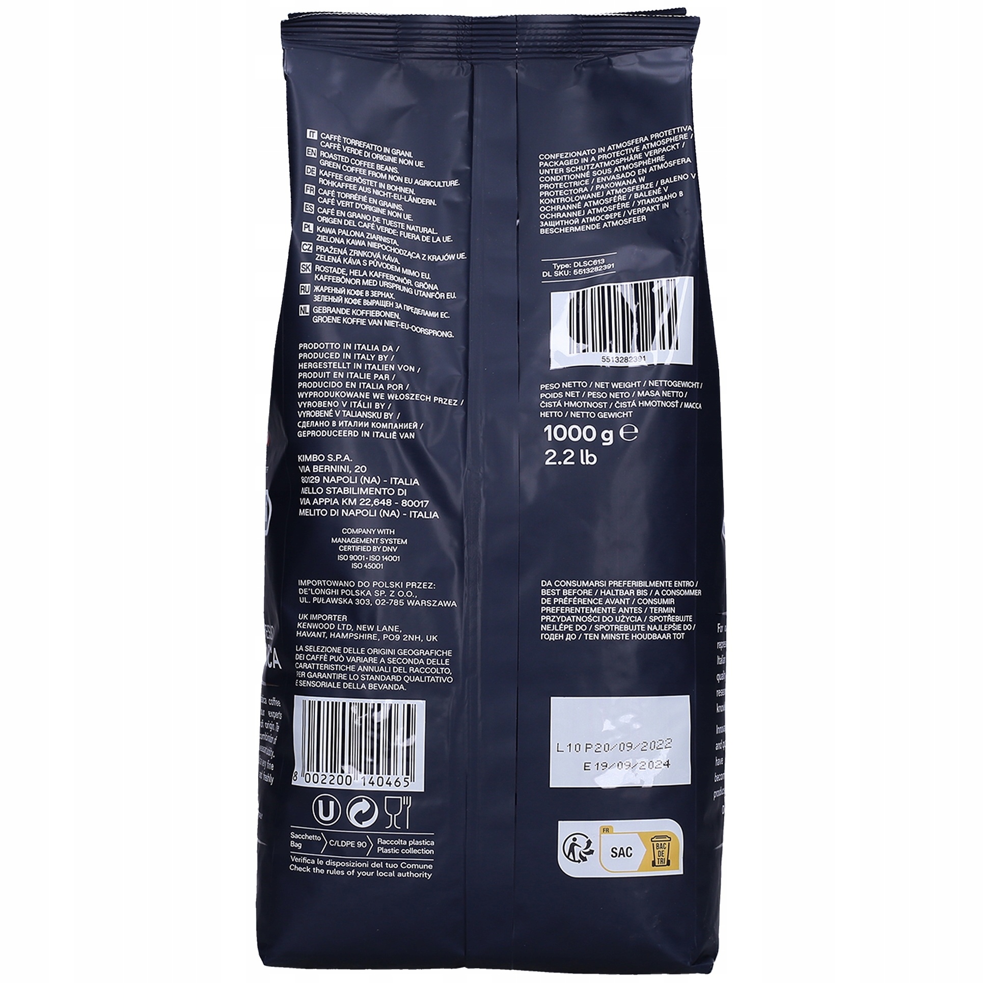 Kawa ziarnista kimbo delonghi arabica 1kg AGDMASTER